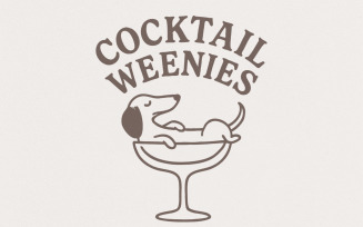Cocktail Weenies PNG, Funny Dachshund Dog in Cocktail Glass Art, Dog Lover Retro PNG Shirt, Animal