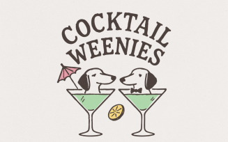 Cocktail Weenies PNG Tee, Dachshund Dogs in Martini Glasses Cute Digital Download, Funny Dog PNG,
