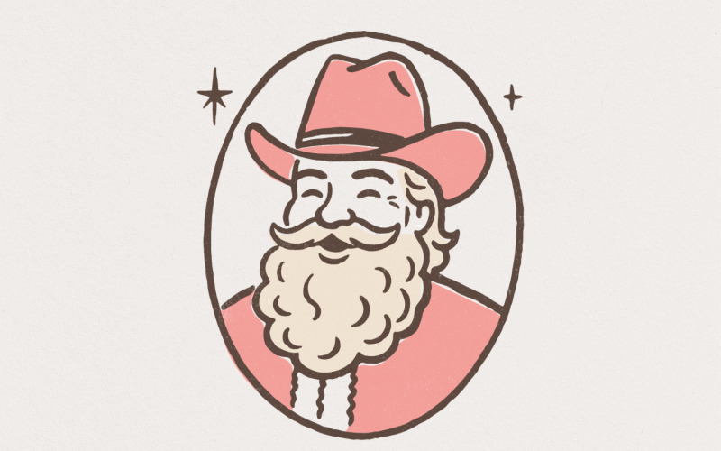 Cowboy PNG, Western PNG, Christmas PNG, Vintage Santa, Retro Holiday Art, Santa Cowboy Clipart, Illustration