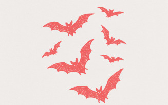 Hand Drawn Red Bats PNG, Halloween Bats Clipart PNG, Spooky Bat Illustration Digital Download,