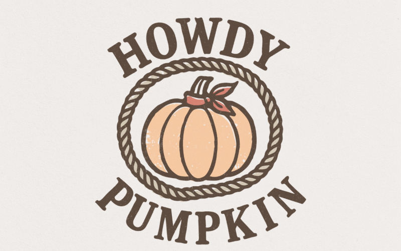 Howdy Pumpkin PNG, Western Fall PNG, Retro Halloween PNG, Autumn Sublimation, Vintage Pumpkin PNG, Illustration
