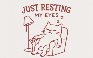 Just Resting My Eyes Cat PNG, Funny Cat Digital Download, Sleeping Cat Clipart, Cute Cat Art, Cat