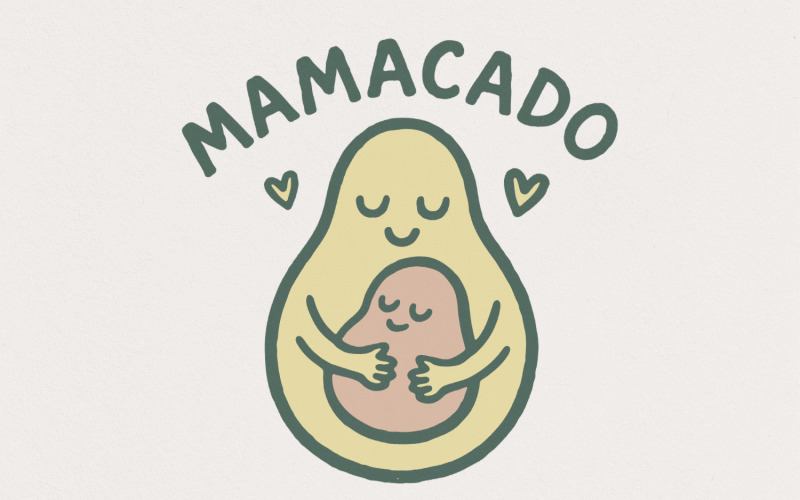 Mamacado PNG, Cute Avocado Mom and Baby Digital Download, Motherhood Sublimation, Pregnancy Illustration