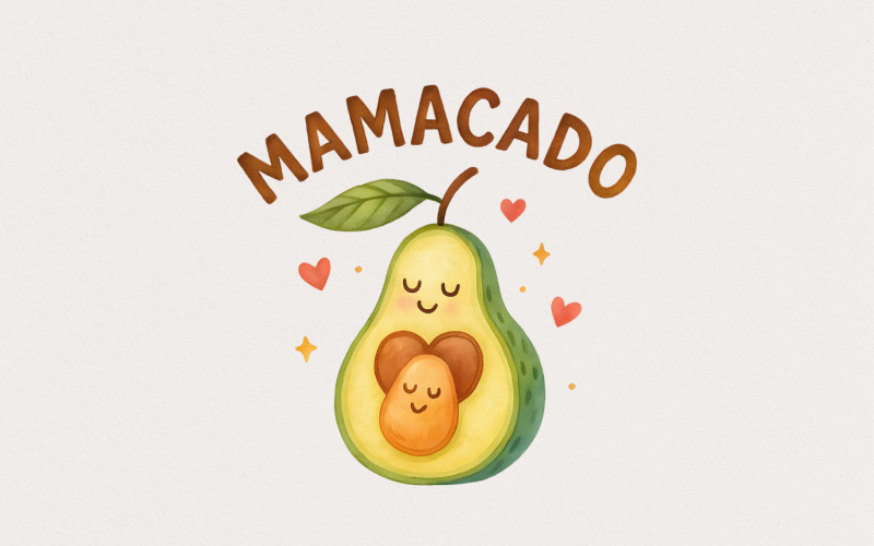 Mamacado PNG, Cute Avocado Mom Art, Mother's Day Shirt Design, Gift for Mom, Mothers Day Tshirt Illustration