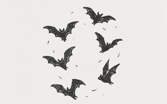 Minimal Flying Bats PNG, Spooky Halloween Bat Clipart, Gothic Bat Art Digital Download, Horror