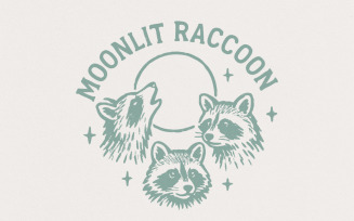 Moonlit Raccoon PNG, Woodland Animals Clipart, Raccoon PNG Art, Forest Animals Illustration, Moon