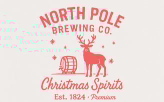 North Pole Brewing Co. Christmas Spirits PNG, Reindeer Holiday PNG, Vintage Christmas Bar, Funny