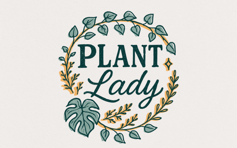 Plant Lady PNG, Botanical PNG for Plant Lover, Leaf Illustration PNG, Trendy Nature-Inspired