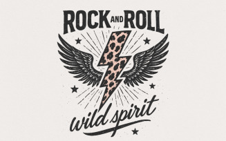 Rock And Roll Wild Spirit PNG, Leopard Lightning Bolt With Wings Design, Grunge Retro Vintage Rock