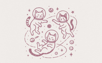 Space Cat Astronaut Cat Cosmic Cat PNG, Whimsical Galaxy Cat Art PNG, Cute Space Animals for Cat