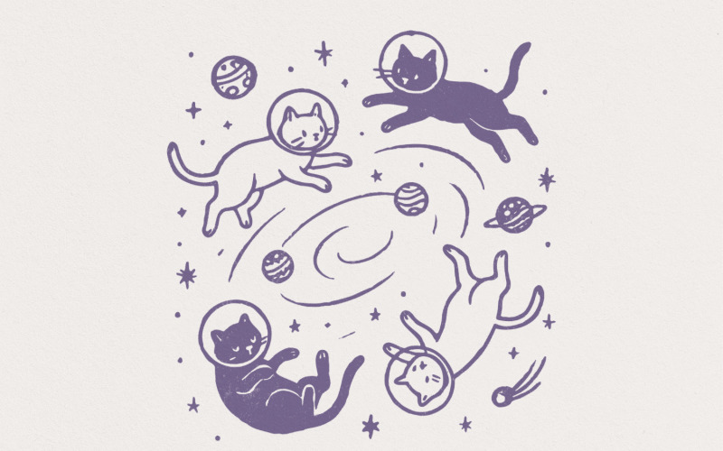 Space Cat PNG, Cat PNG, Cute Cat PNG, Galaxy PNG Art, Astronaut Cats, Cat Lover Digital, Space Illustration