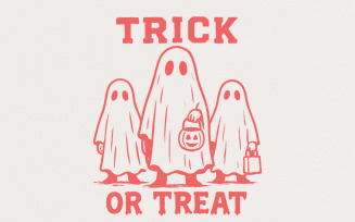 Trick Or Treat Retro Ghost PNG, Halloween PNG, Cute Ghost Costume, Vintage Spooky Fall, Trick Or