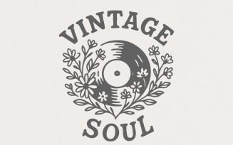 Vintage Soul PNG, Retro Vinyl Record, Music Lover Shirt Art, Floral Sublimation PNG, Vintage Style