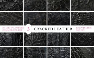 Black Alligator & Vintage Cracked Leather Texture Black Cracked & Crocodile Leather Texture