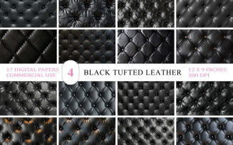 Black Tufted & Upholstered Leather Texture Bundle | Elegant Black Leather | Luxury Black Leather