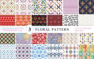 Classic Motif & Tile Pattern | Floral Seamless Pattern Texture | Folk Ethnic Pattern Bundle