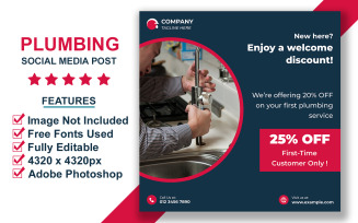 Creative Plumbing Business Social Media Template for Pipe Repair and Installation Services