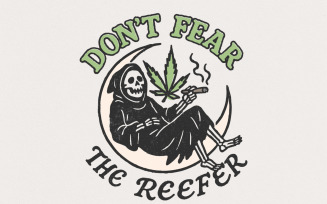 Don't Fear The Reefer PNG, Grim Reaper Smoking Weed Digital Art, Cannabis PNG Tee Design, Funny