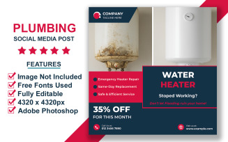 Emergency Plumbing Service Social Media Template for Quick Online Promotion