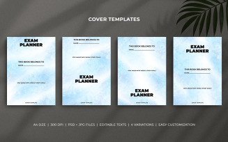 Exam Planner Cover Template Set - Pastel Blue Watercolor Minimal Design - Editable