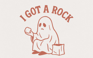 I Got A Rock PNG, Retro Ghost Halloween Digital Download, Funny Halloween PNG, Cute Ghost, Trick Or