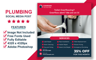 Minimalist Plumbing Services Promotional Post Template for Instagram and Facebook Ads