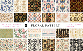 Seamless Vintage Pattern Backgrounds | Floral & Ornamental Seamless Pattern Bundle