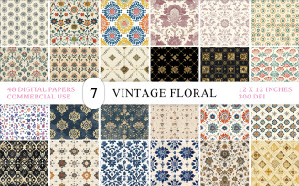Seamless Vintage Pattern Backgrounds | Ornamental Pattern Paper | Eclectic Seamless Pattern Set