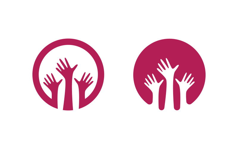Hand care Love adoption group network and social logo design v.1 Logo Template
