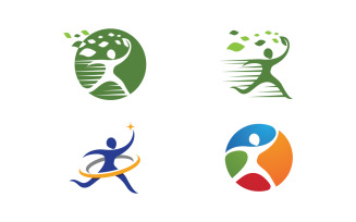 Healthy life Human fit sport logo sign illustration v.321