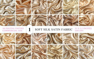 Luxury Satin Fabric Background Bundle | Realistic Champagne Silk Folds & Texture | Soft silk