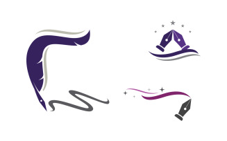 Pen feather writer logo illustration template design v1.10