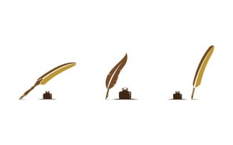 Pen feather writer logo illustration template design v1.8