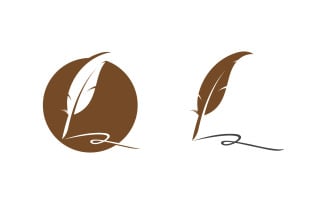Pen feather writer logo illustration template design v1.9