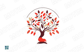 Colorful tree design with vibrant leaves