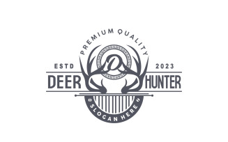 Deer Hunter Logo Forest Animal Design V8