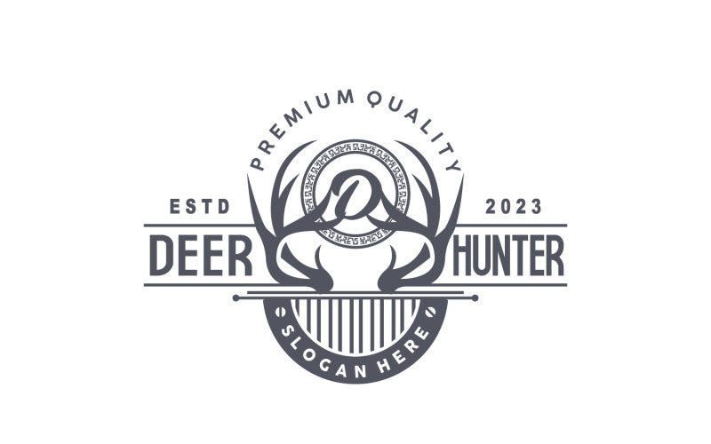Deer Hunter Logo Forest Animal Design V8 Logo Template
