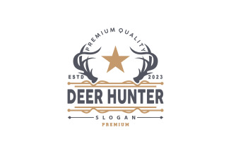 Deer Hunter Logo Forest Animal Design V9