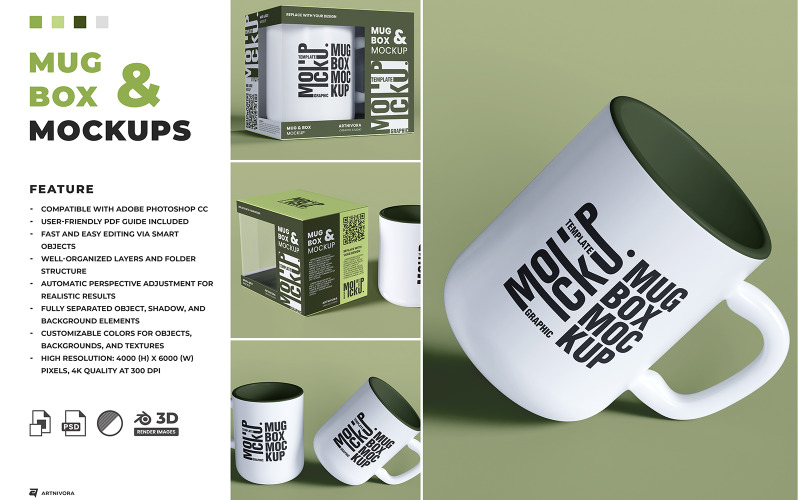 Mug & Box Packaging Mockup Sets Product Mockup