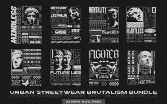 Urban Streetwear Brutalism T-shirt Designs Bundle