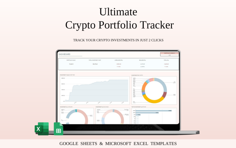 Cryptocurrency Investment Portfolio Tracker Spreadsheet for Excel and Google Sheets