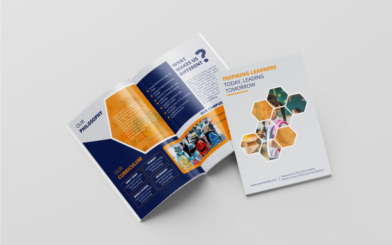 Education School Bifold Brochure Template Corporate Identity