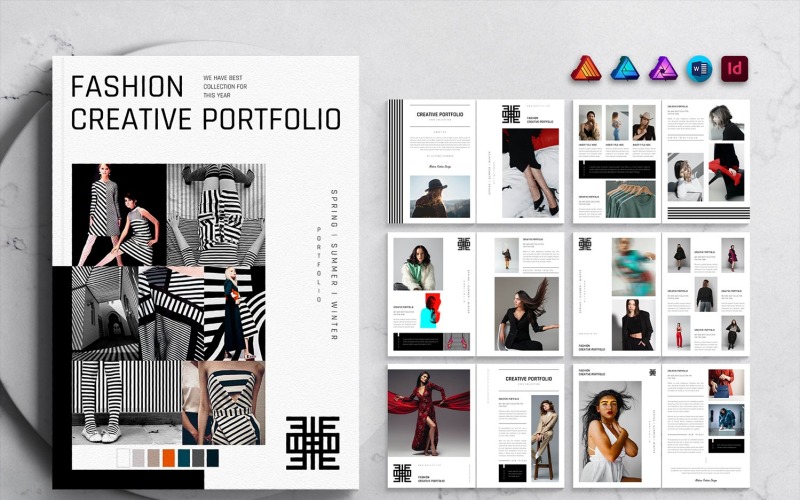 Fashion Creative Portfolio for MS Word, InDesign and Affinity Suites Magazine Template