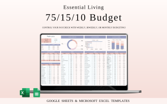 75/15/10 Budget Spreadsheet Template | Excel and Google Sheets