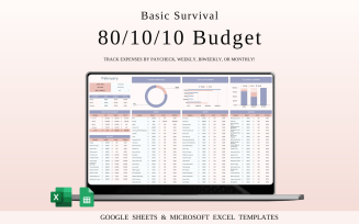 80/10/10 Budget Spreadsheet Template | Excel and Google Sheets