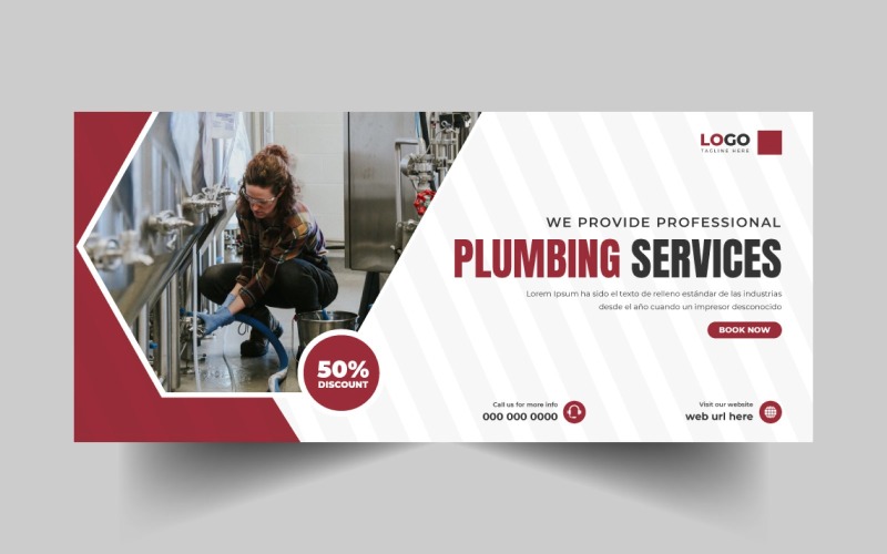 Plumbing Services Social Media Cover Banner Template