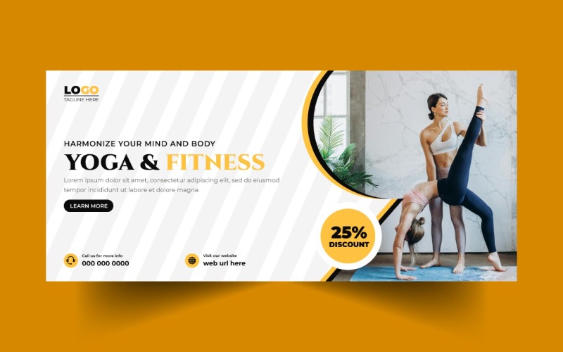 Yoga Fitness Social Media Cover Banner Template
