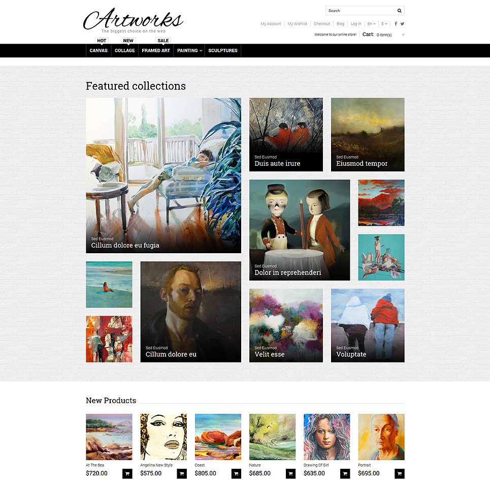 Art Store Parallax Magento Template Big Screenshot Art Store Responsive Magento Theme New Screenshots BIG