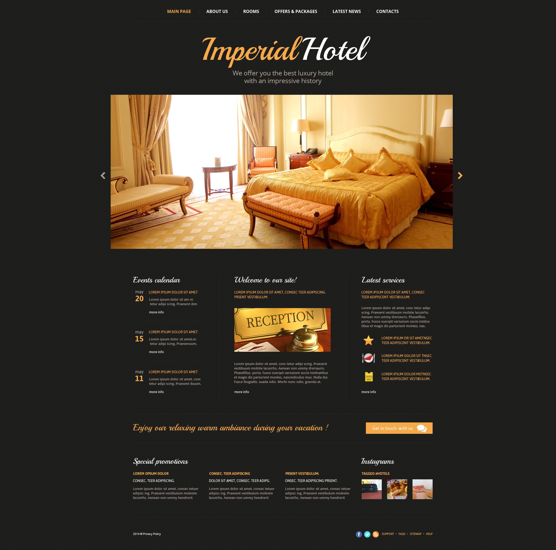 Шаблон сайта размещения в отеле Hotels HTML5 приятный шаблон