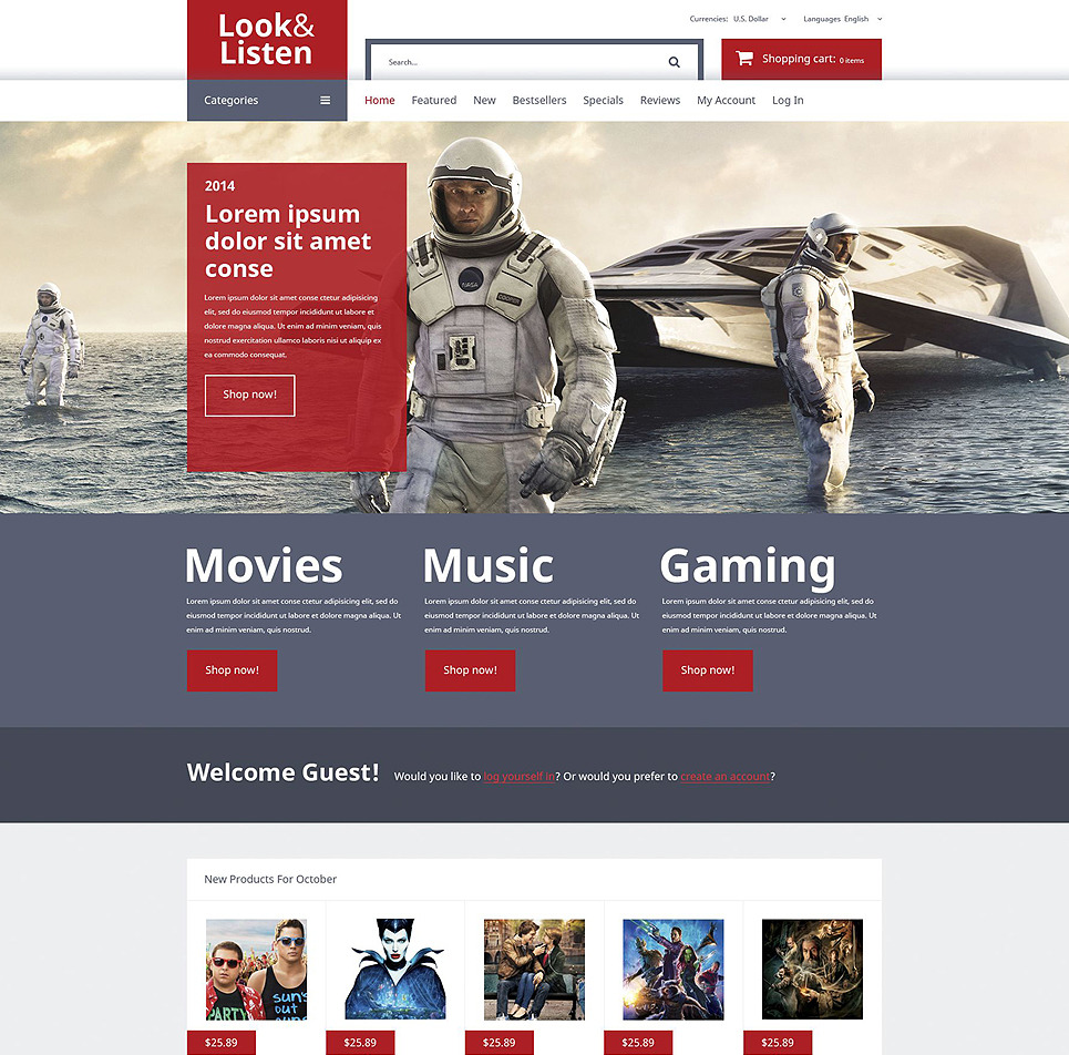 Music Video Entertainment osCommerce Theme Big Screenshot Music Video Entertainment OsCommerce Template New Screenshots BIG